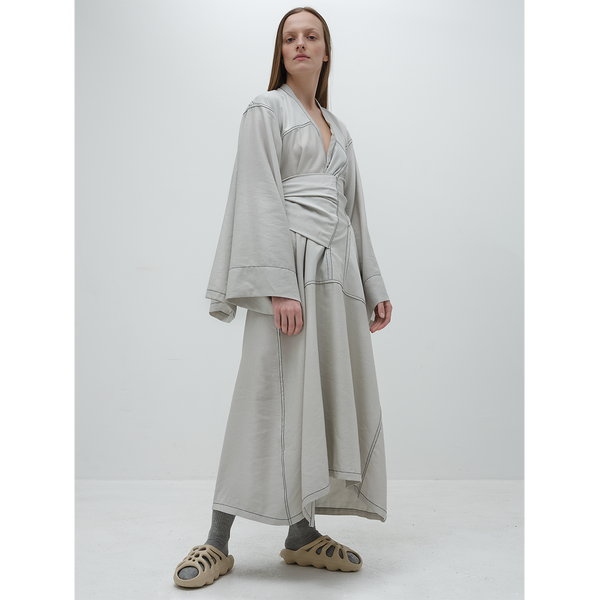 long six sleeve kumono in light grey