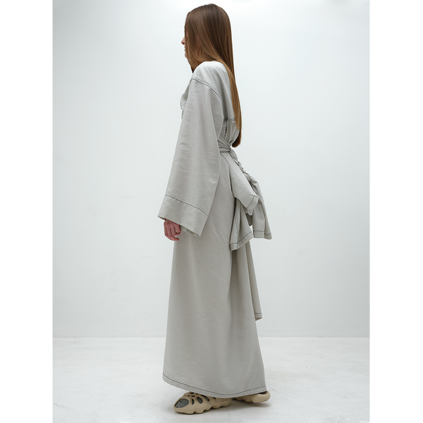 long six sleeve kumono in light grey