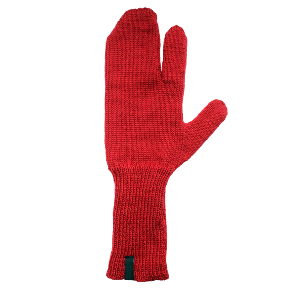 single red knitted tabi glove