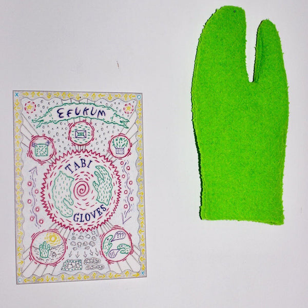 green wool tabi gloves