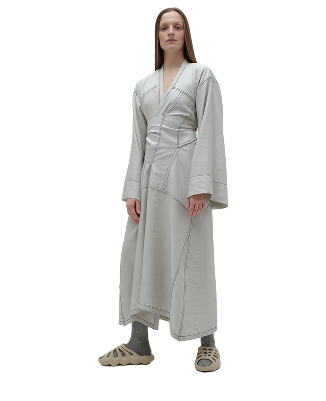 long six sleeve kumono in light grey